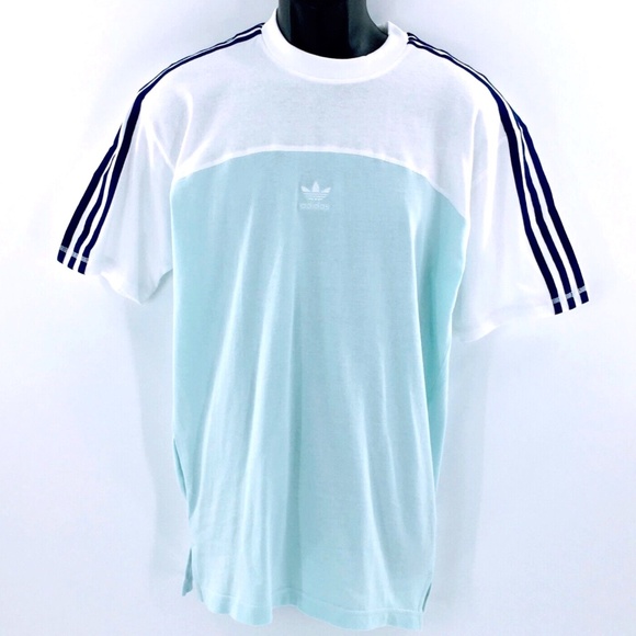 adidas Originals Other - Adidas Originals Mens T Shirt White Teal Colorblock Trefoil Center Logo Sz M